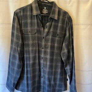 KÜHL Men's Blue and Black Plaid Shirt